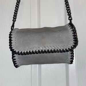 Gray/Silver Italian Leather Crossbody Bag